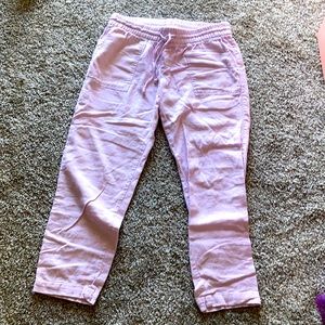 Lilac linen cropped pants
